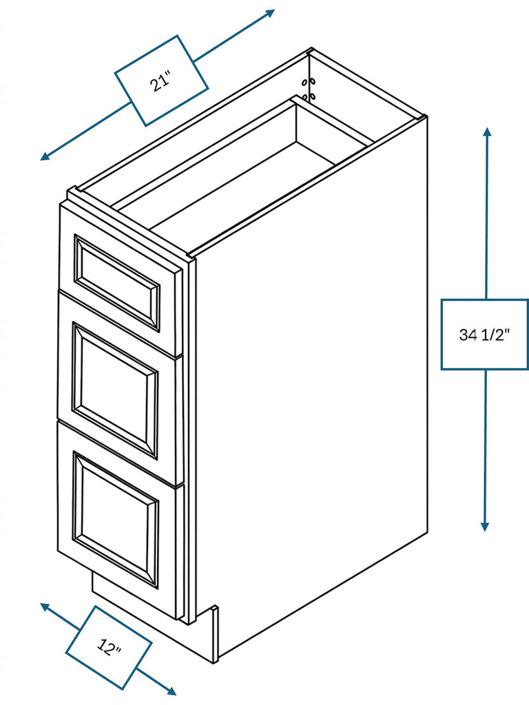 Montpelier Sage Raised Panel Drawer Vanity Base Cabinet 12 in. x 21 in. x 34.5 in.