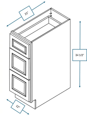 Montpelier Sage Raised Panel Drawer Vanity Base Cabinet 12 in. x 21 in. x 34.5 in.