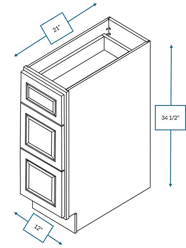 Montpelier Sage Raised Panel Drawer Vanity Base Cabinet 12 in. x 21 in. x 34.5 in.