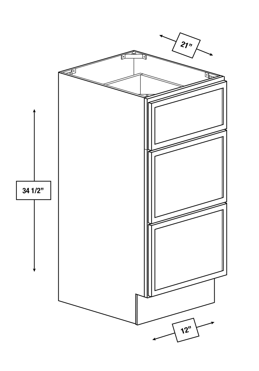 Arctic Mist Slim Shaker Drawer Vanity Base Cabinet 12 in. x 21 in. x 34.5 in.