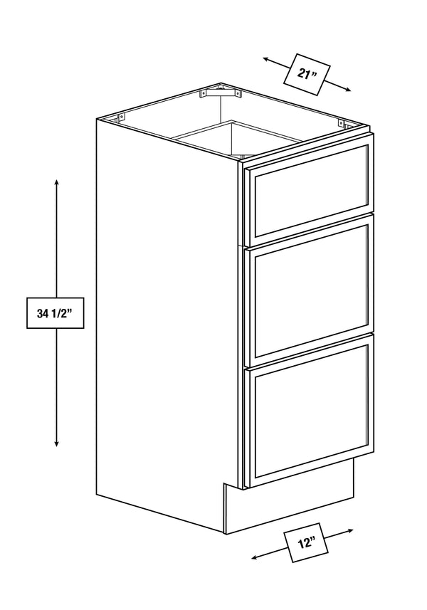 Franklin White Slim Shaker Drawer Vanity Base Cabinet 12 in. x 21 in. x 34.5 in.