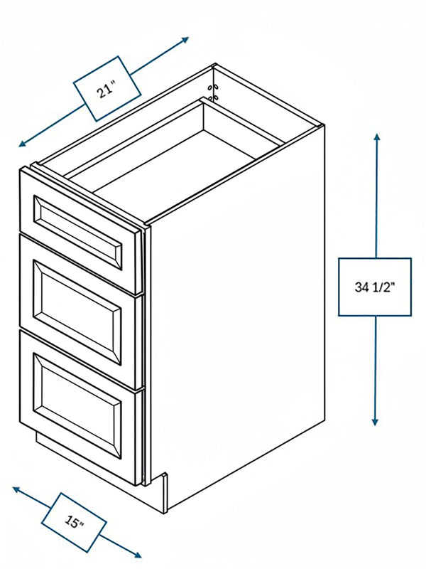 Harbour Town White Bevel Shaker Drawer Vanity Base Cabinet 15 in. x 21 in. x 34.5 in.