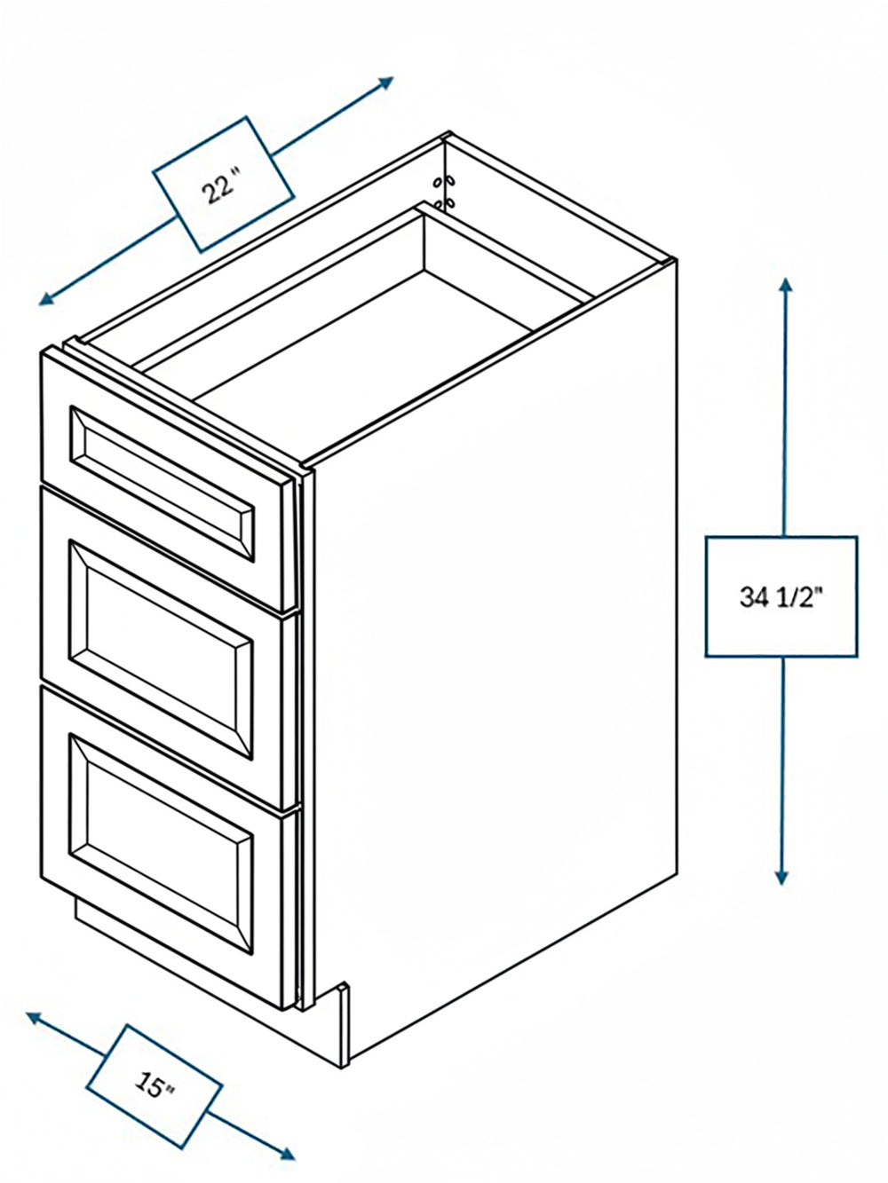 Wexford White Oak Bevel Shaker Drawer Vanity Base Cabinet 15 in. x 21 in. x 34.5 in.