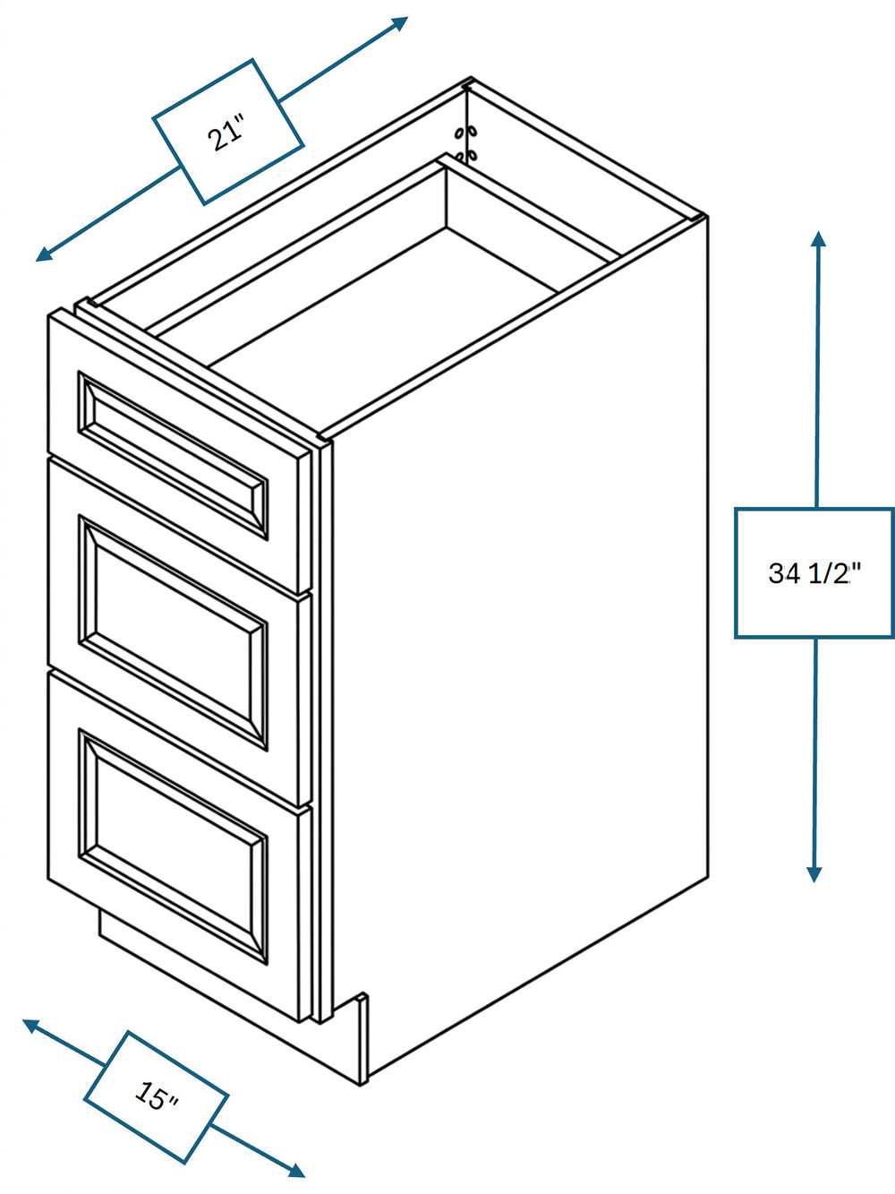 Montpelier Sage Raised Panel Drawer Vanity Base Cabinet 15 in. x 21 in. x 34.5 in.