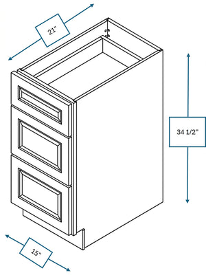 Chalet White Raised Panel Drawer Vanity Base Cabinet 15 in. x 21 in. x 34.5 in.