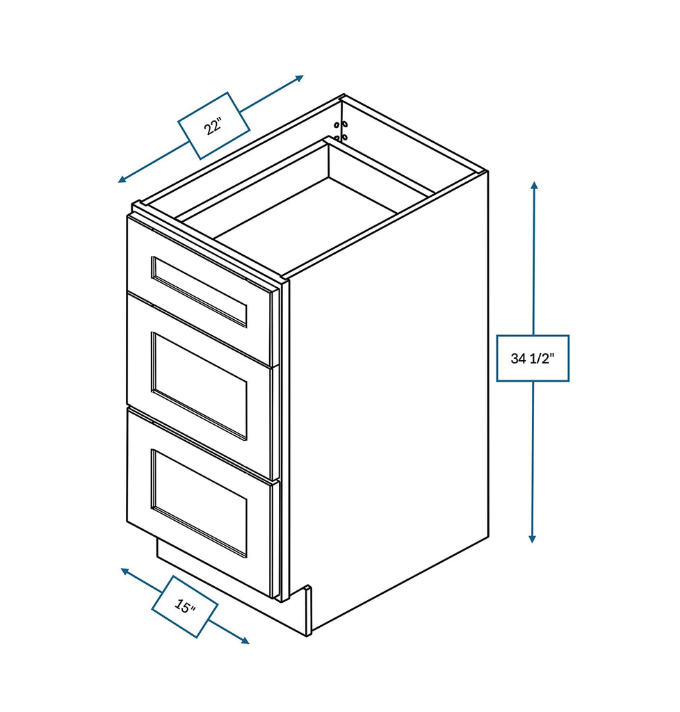 Nantucket Bluff Shaker Vanity Drawer Base 15 in. x 21 in. x 34.5 in.