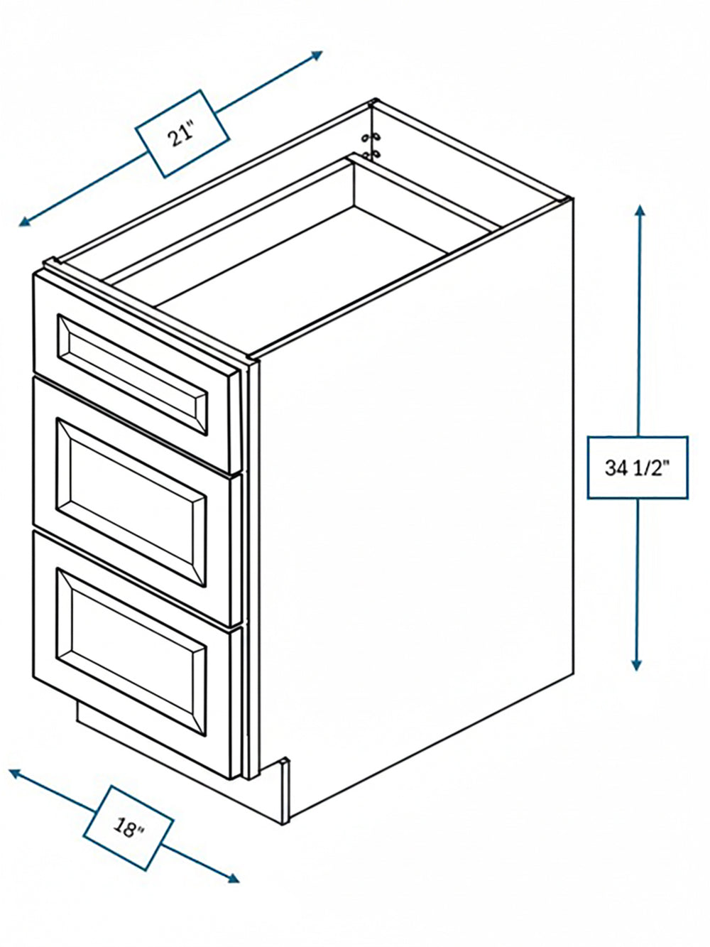 Harbour Town White Bevel Shaker Drawer Vanity Base Cabinet 18 in. x 21 in. x 34.5 in.