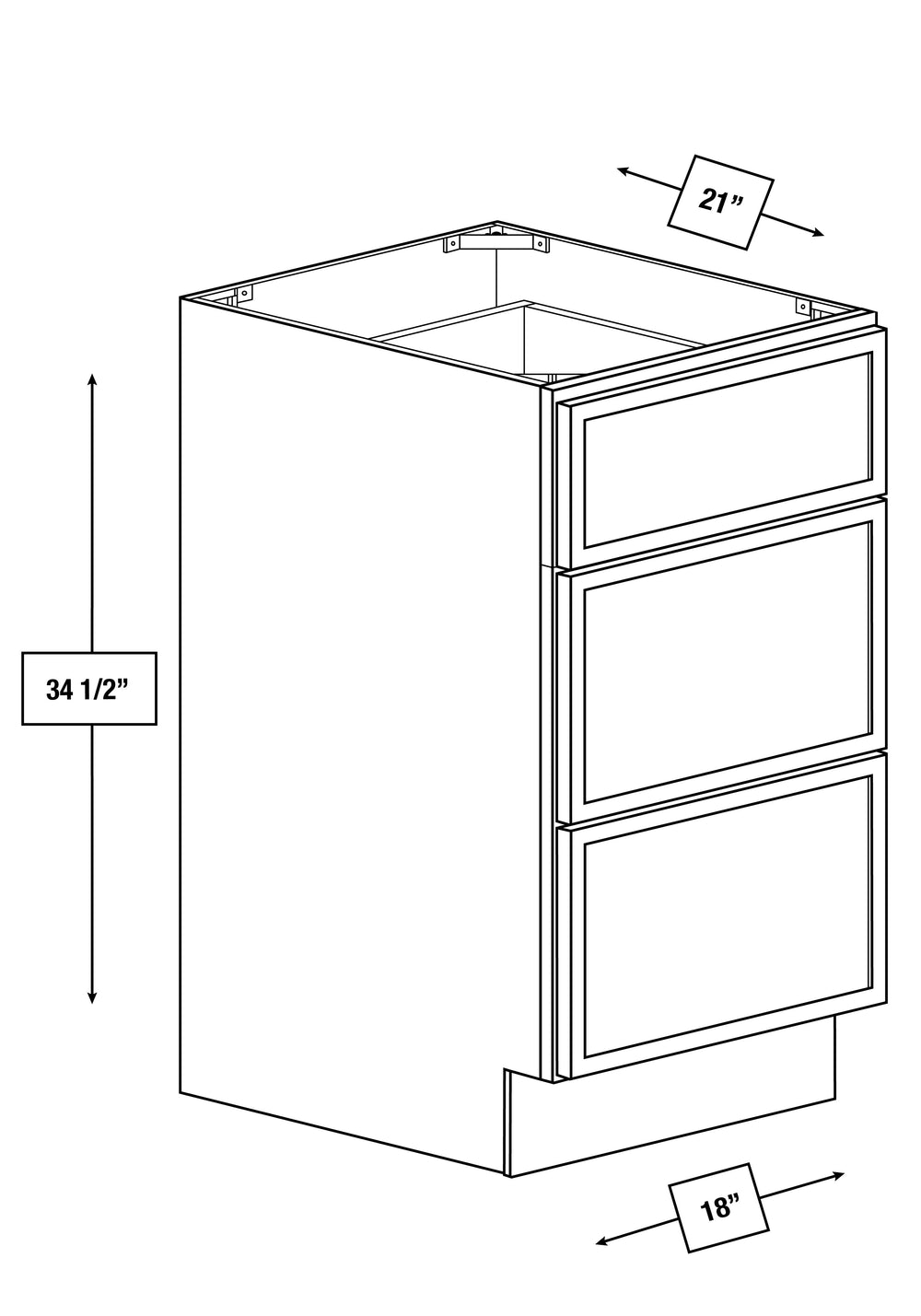 Brentwood Fawn Slim Shaker Drawer Vanity Base Cabinet 18 in. x 21 in. x 34.5 in.