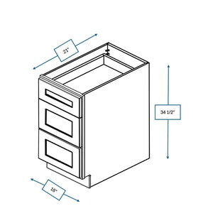 Hampton Pewter 18 in. Wide x 21 in. Deep x 34.5 in. Tall - Drawer Vanity Base Shaker Cabinet