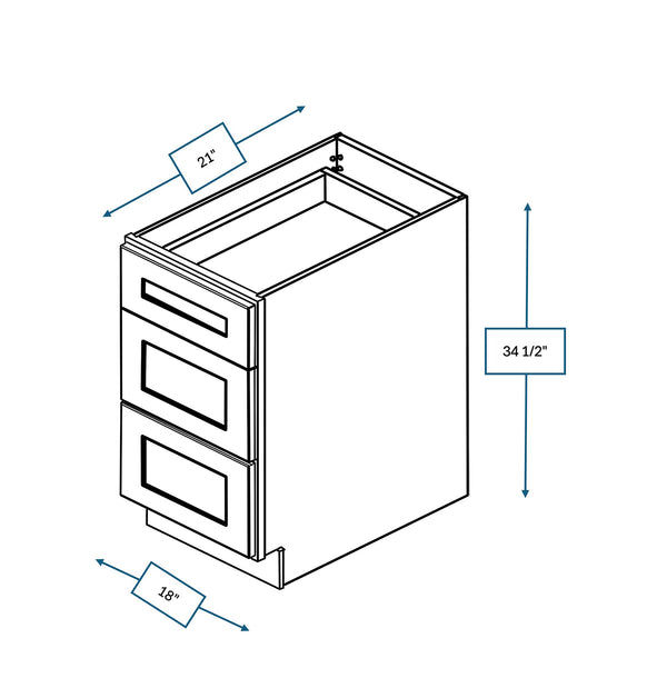 Hampton Pewter 18 in. Wide x 21 in. Deep x 34.5 in. Tall - Drawer Vanity Base Shaker Cabinet