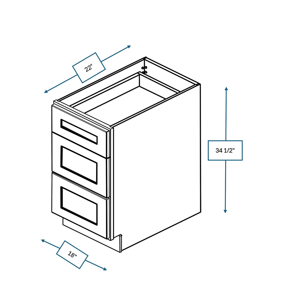Platinum Grey Shaker Vanity Drawer Base 18 in. x 21 in. x 34.5 in.