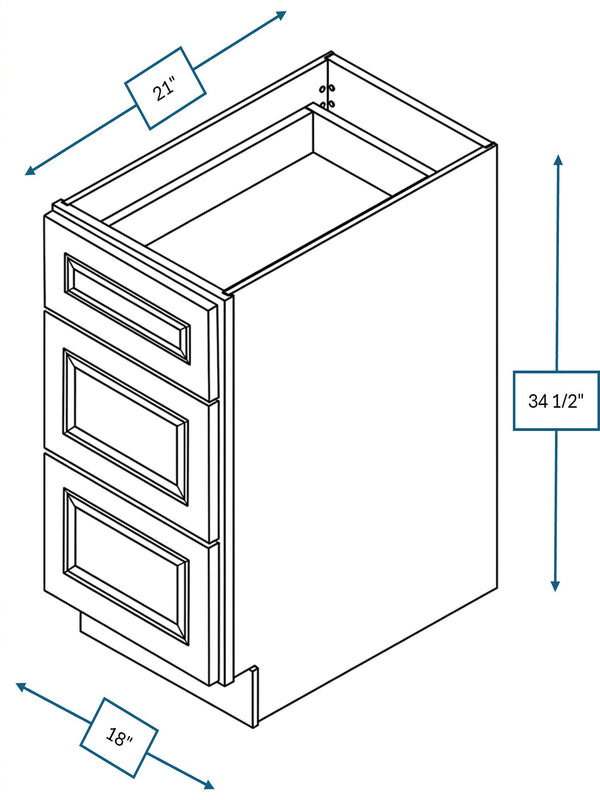 Chalet White Raised Panel Drawer Vanity Base Cabinet 18 in. x 21 in. x 34.5 in.