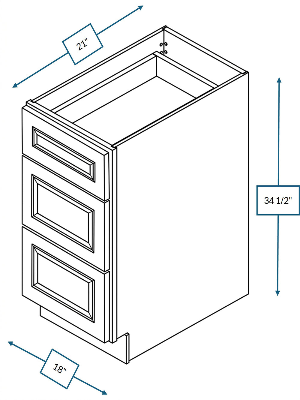 Montpelier Sage Raised Panel Drawer Vanity Base Cabinet 18 in. x 21 in. x 34.5 in.