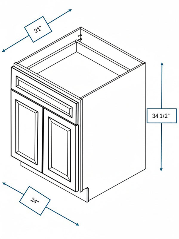 Broad Creek Blue Bevel Shaker 24 in. Vanity Sink Base Cabinet