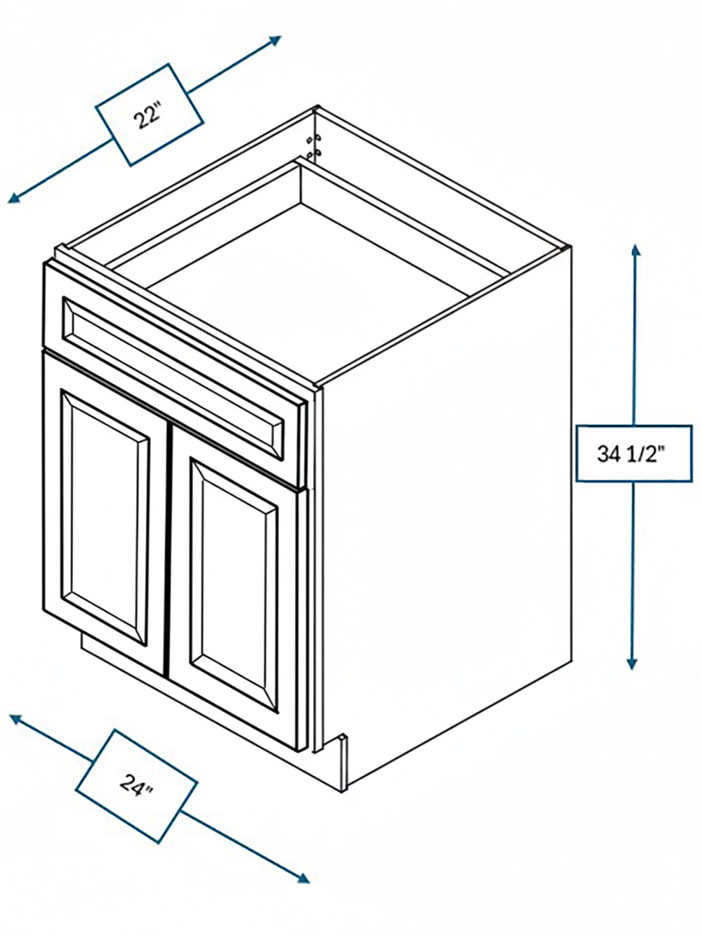 Wexford White Oak Bevel Shaker 24 in. Vanity Sink Base Cabinet
