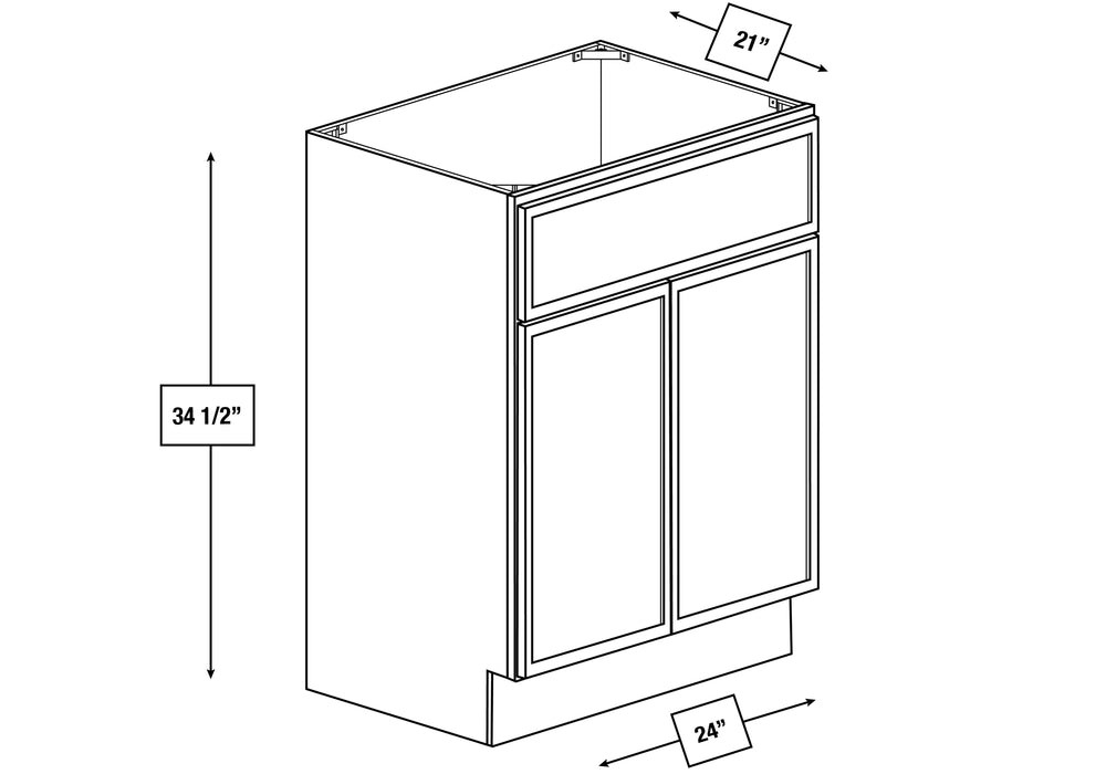 Franklin White Slim Shaker 24 in. Vanity Sink Base Cabinet