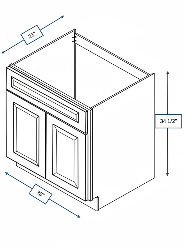 Broad Creek Blue Bevel Shaker 30 in. Vanity Sink Base Cabinet