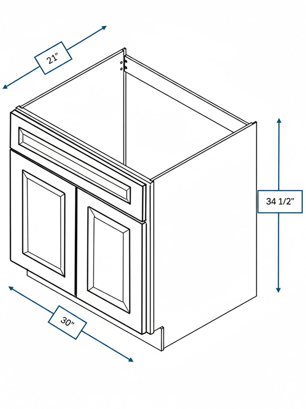 Harbour Town White Bevel Shaker 30 in. Vanity Sink Base Cabinet