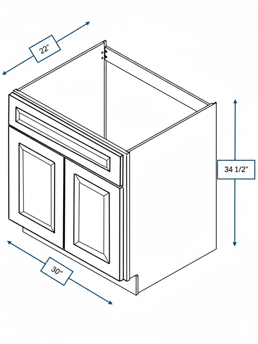 Wexford White Oak Bevel Shaker 30 in. Vanity Sink Base Cabinet