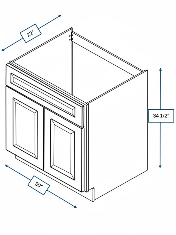 Sea Pines Green Bevel Shaker 30 in. Vanity Sink Base Cabinet