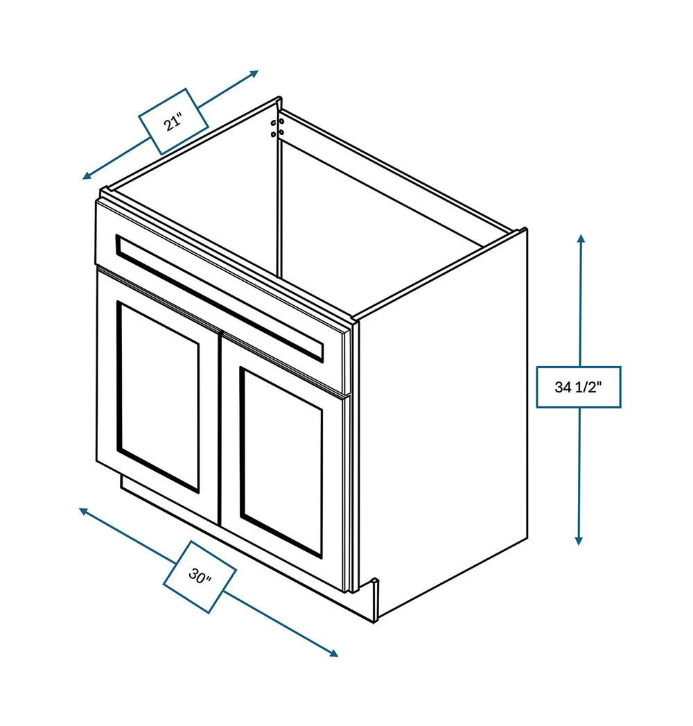 Spring Hill Hickory 30 in. Wide x 21 in. Deep x 34.5 Tall - Vanity Sink Base Shaker Cabinet