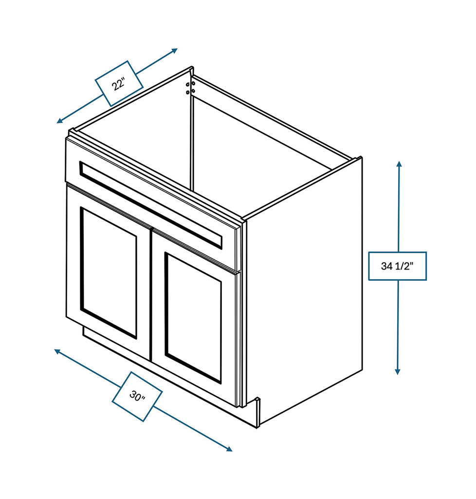 Nantucket Bluff Shaker 30 in. Vanity Sink Base Cabinet