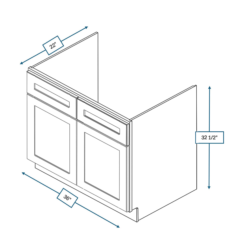 Builder's Pride Bluff Shaker 36 in. ADA Vanity Sink Base Cabinet Front