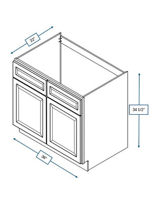 Sea Pines Green Bevel Shaker 36 in. Vanity Sink Base Cabinet