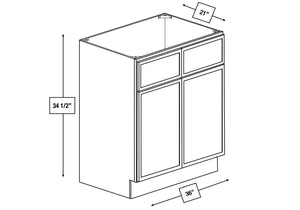 Franklin White Slim Shaker 36 in. Vanity Sink Base Cabinet