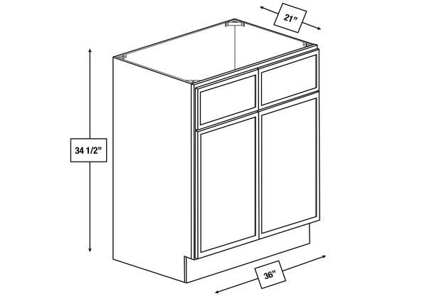 Franklin White Slim Shaker 36 in. Vanity Sink Base Cabinet