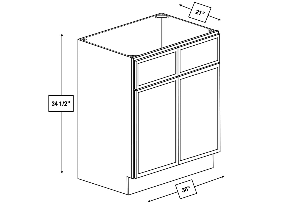 Franklin White Slim Shaker 36 in. Vanity Sink Base Cabinet