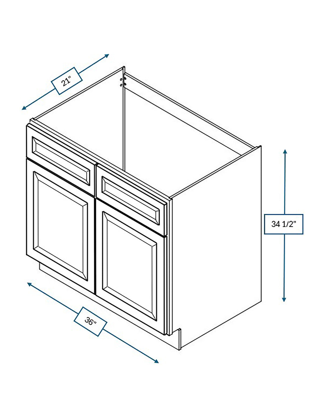 Platinum Grey 36 in. Wide x 21 in. Deep x 34.5 in. Tall - Vanity Sink Base Shaker Cabinet