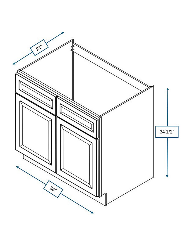 Annapolis Blue 36 in. Wide x 21 in. Deep x 34.5 in. Tall - Vanity Sink Base Shaker Cabinet