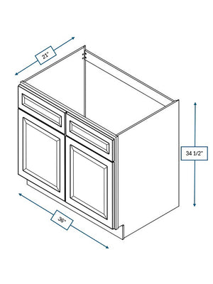Nantucket Bluff 36 in. Wide x 21 in. Deep x 34.5 in. Tall - Vanity Sink Base Shaker Cabinet