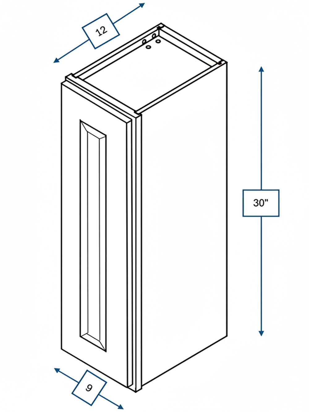Broad Creek Blue Bevel Shaker 9 in. x  30 in. Wall Cabinet