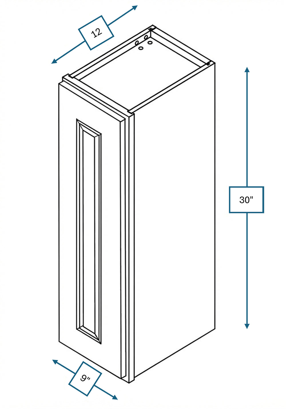 Chalet White Raised Panel 9 in. x 30 in. Wall Cabinet