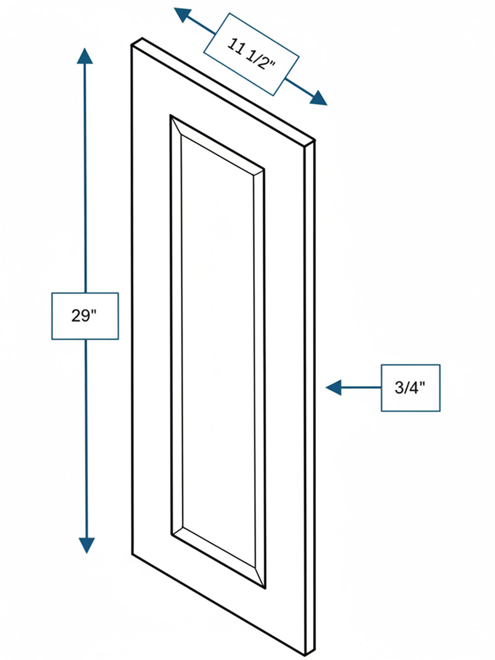 Harbour Town White Bevel Shaker Clear Glass Door  12 in.x 30 in.