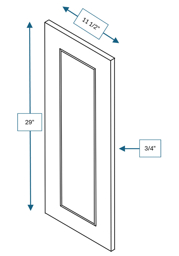 Cotswold Linen Raised Panel Clear Glass Door 12 in.x 30 in.