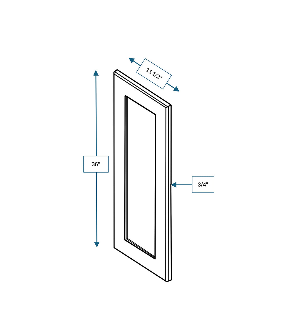 Hampton Pewter Clear Glass Door for 12 in. Wide x 12 in. Deep x 36 in. Tall - Wall Shaker Cabinet