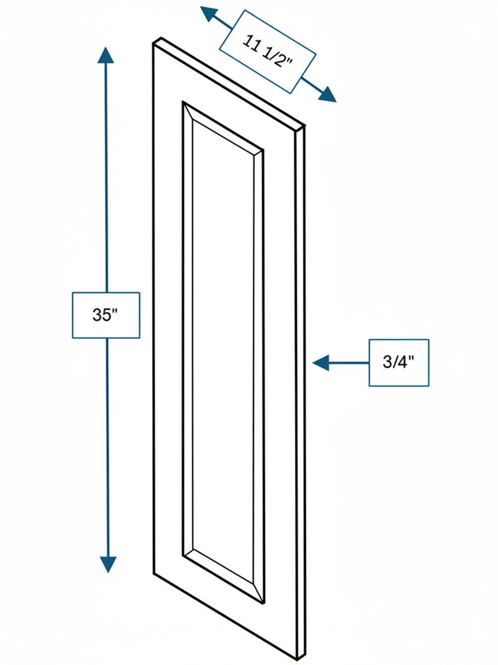 Broad Creek Blue Bevel Shaker Clear Glass Door  12 in.x 36 in.