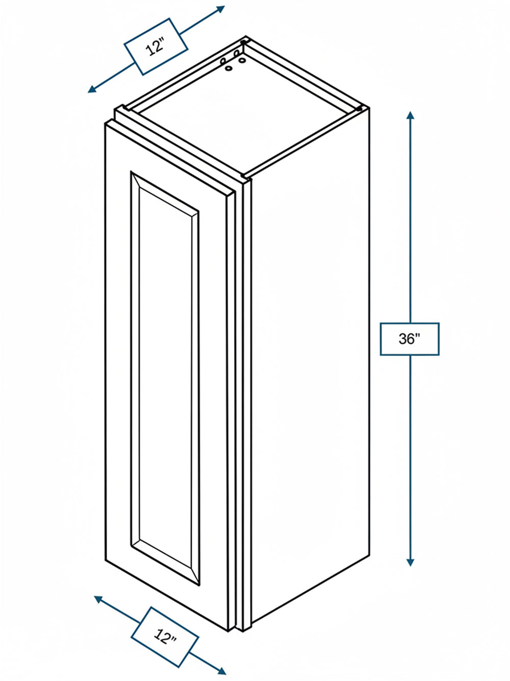 Broad Creek Blue Bevel Shaker 12 in. x  36 in. Wall Cabinet