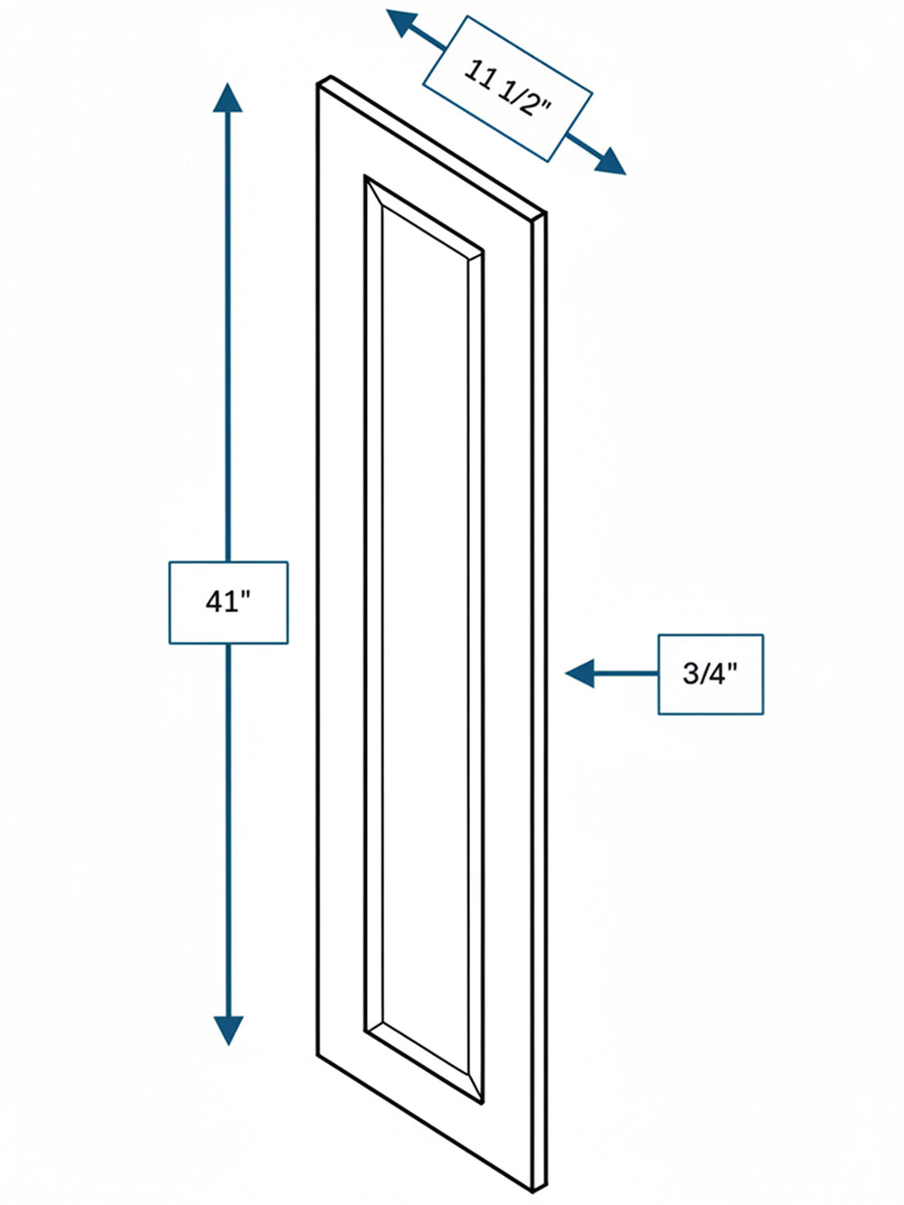 Broad Creek Blue Bevel Shaker Clear Glass Door  12 in.x 42 in.