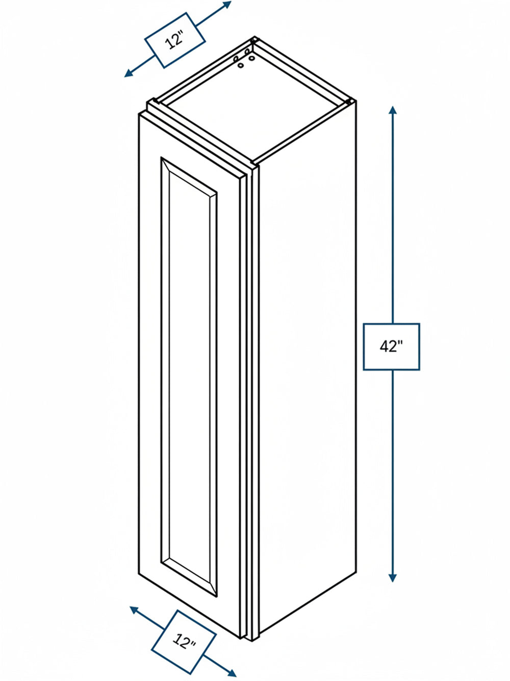 Broad Creek Blue Bevel Shaker 12 in. x  42 in. Wall Cabinet