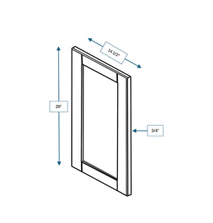 Malibu White Frosted Glass Door for 15 in. Wide x 12 in. Deep x 30 in. Tall - Wall Shaker Cabinet