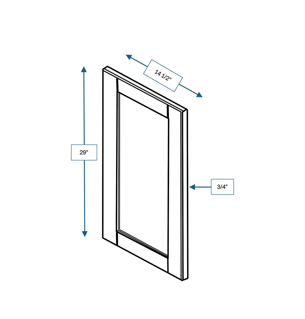 Malibu White Frosted Glass Door for 15 in. Wide x 12 in. Deep x 36 in. Tall - Wall Shaker Cabinet