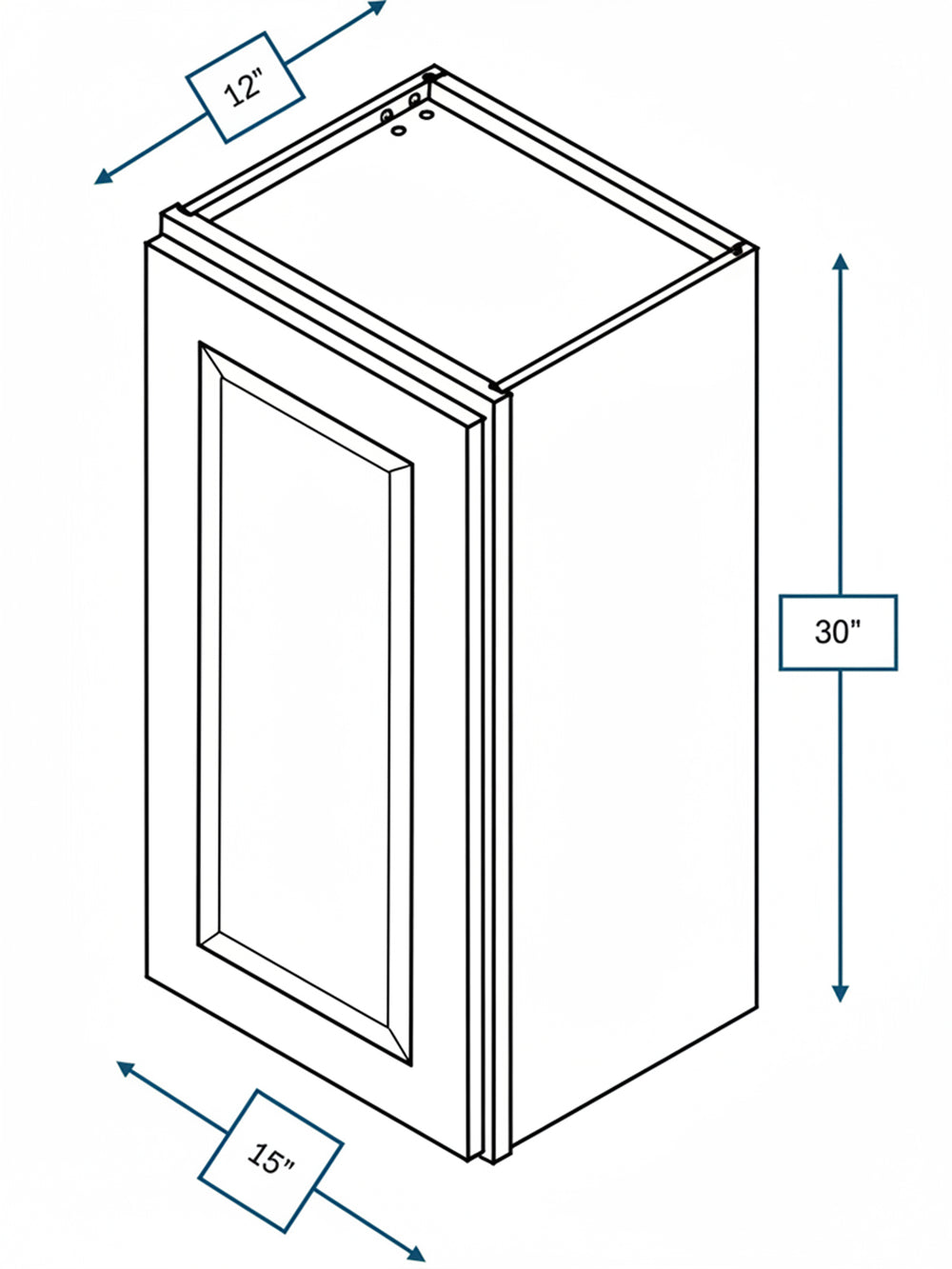 Broad Creek Blue Bevel Shaker 15 in. x  30 in. Wall Cabinet
