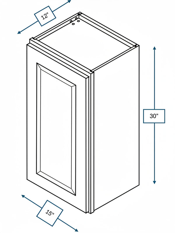 Broad Creek Blue Bevel Shaker 15 in. x  30 in. Wall Cabinet