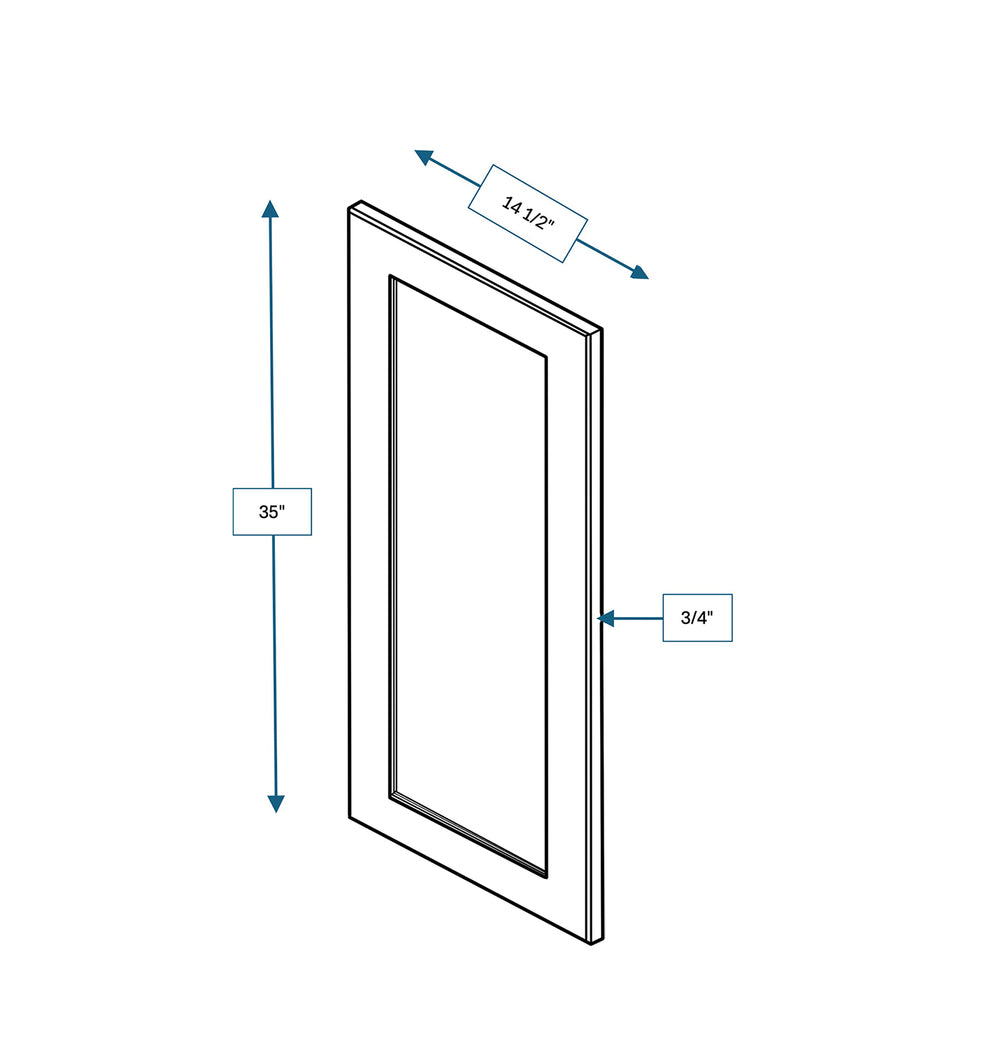 Hampton Pewter Clear Glass Door for 15 in. Wide x 12 in. Deep x 36 in. Tall - Wall Shaker Cabinet