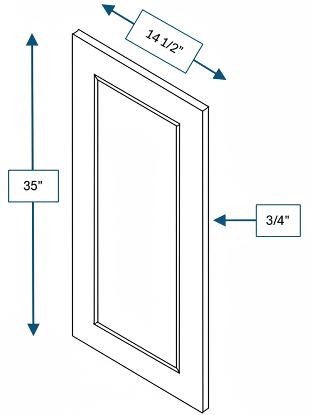Harbour Town White Bevel Shaker Clear Glass Door  15 in. x 36 in.