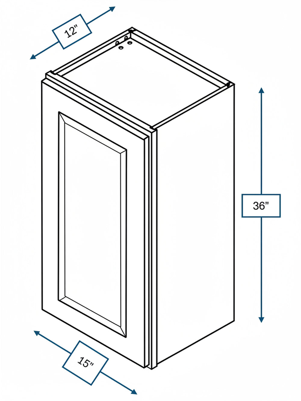 Broad Creek Blue Bevel Shaker 15 in. x  36 in. Wall Cabinet